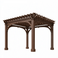 Pergola de jardin 300 x 300 x 250 cm en bois marron style classique à treillis