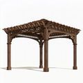 Pergola de jardin 300 x 300 x 240 cm en bois brun à toit ajouré