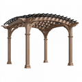 Pergola de jardin 400 x 300 x 280 cm en bois marron à toiture ajourée classique