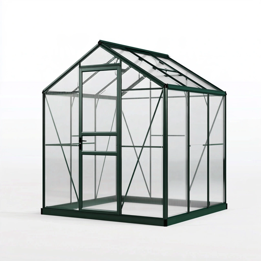 Serre de jardin 190 x 125 x 195 cm en aluminium vert avec panneaux transparents