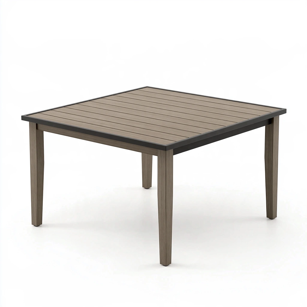Table de jardin 160 x 90 x 75 cm en bois et métal taupe style contemporain
