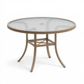 Table de jardin ronde 120 cm verre et métal beige - style classique