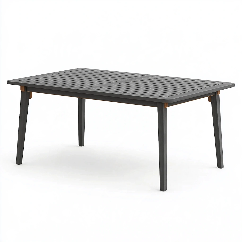 Table de jardin rectangulaire 180 x 90 x 75 cm aluminium gris anthracite style contemporain