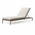 Chaise longue de jardin 200 x 75 cm en métal et corde tressée beige avec dossier réglable