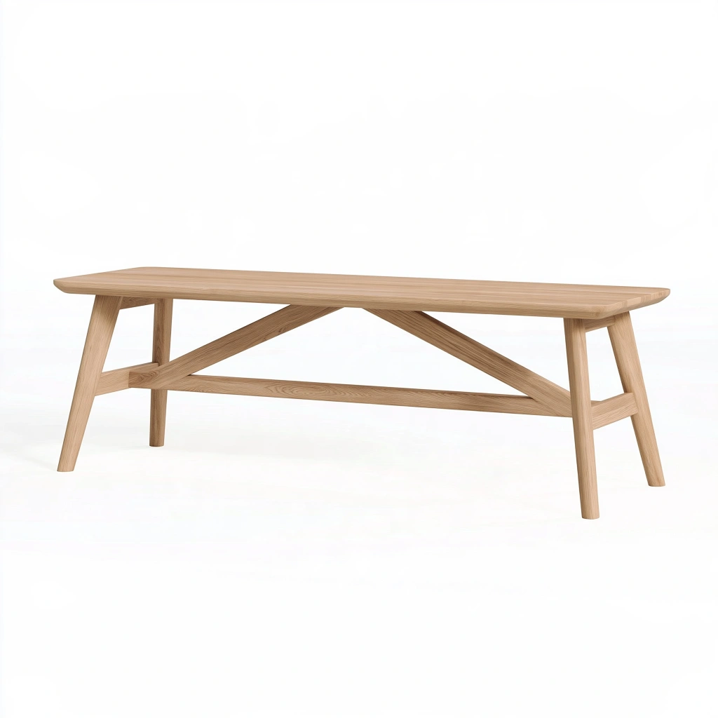 Banc 180 cm en bois naturel avec structure renforcée style contemporain