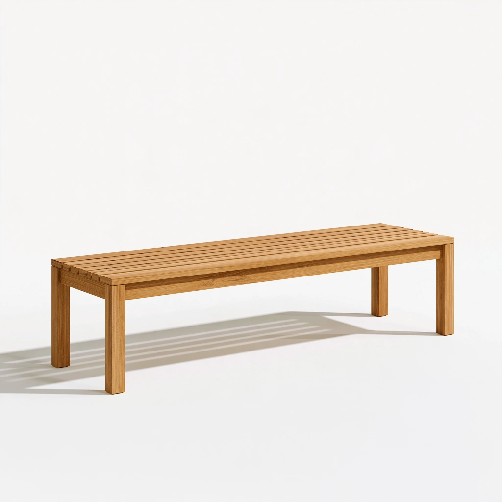 Banc de jardin 180 x 40 x 45 cm en bois naturel à lattes style contemporain